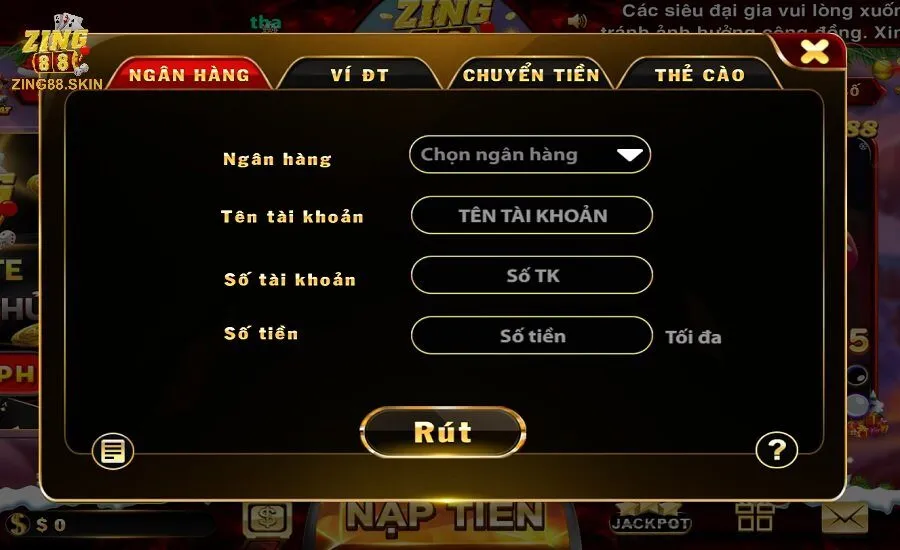 Hướng dẫn rút tiền Zing88 đơn giản, dễ làm